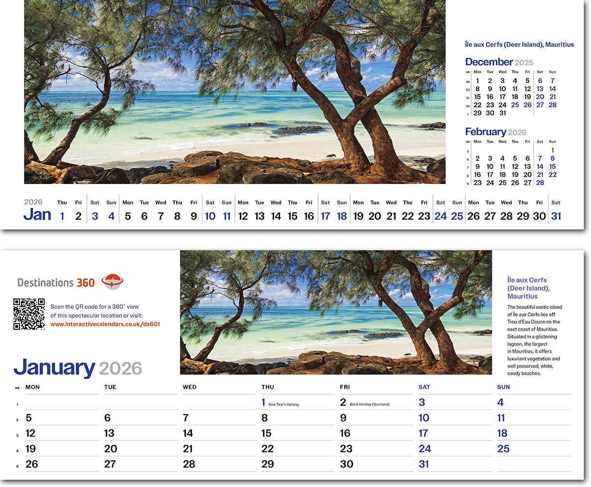 Destinations360 Premium Lined Easel Desk Calendar