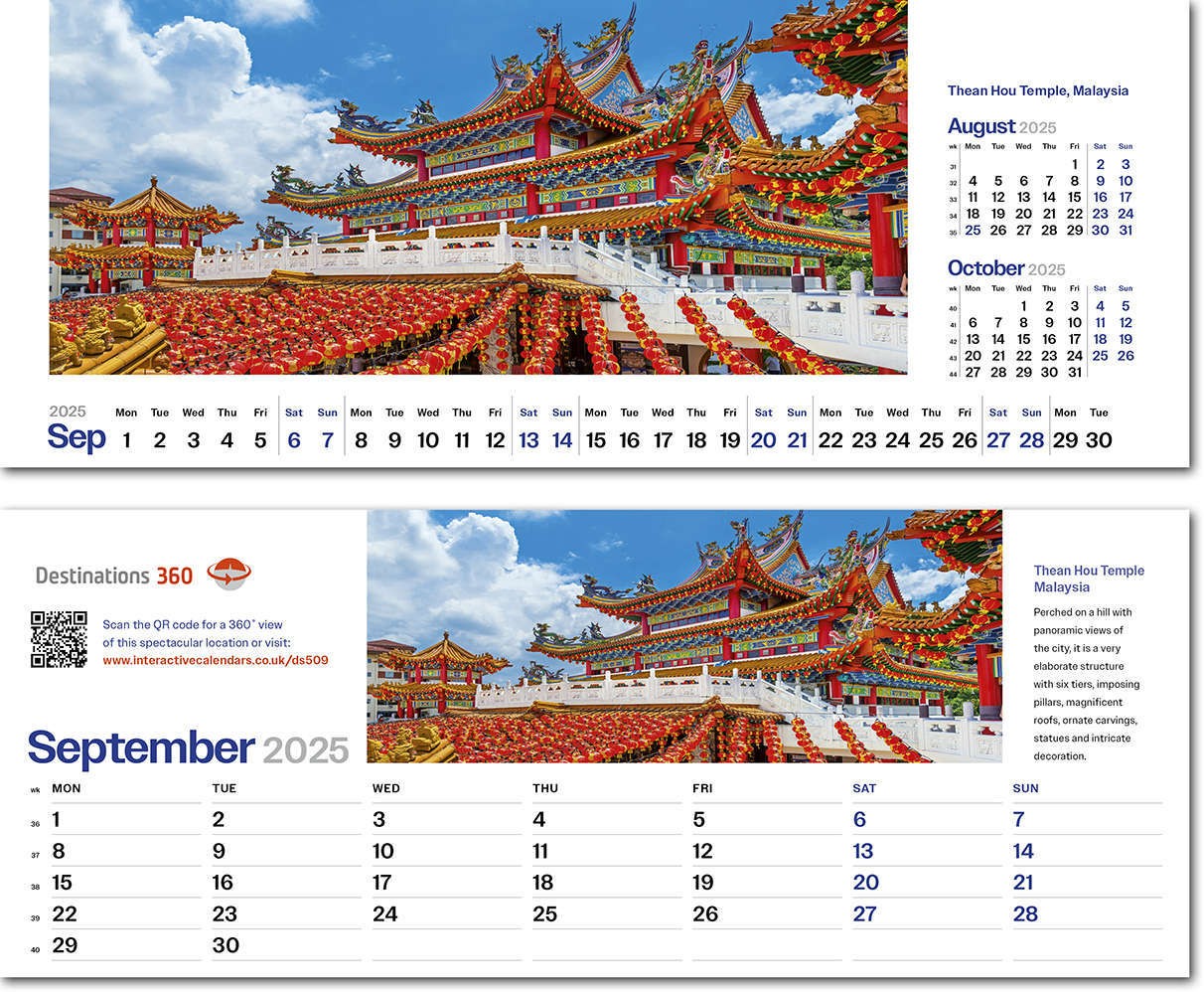 Destinations360 Premium Lined Easel Desk Calendar