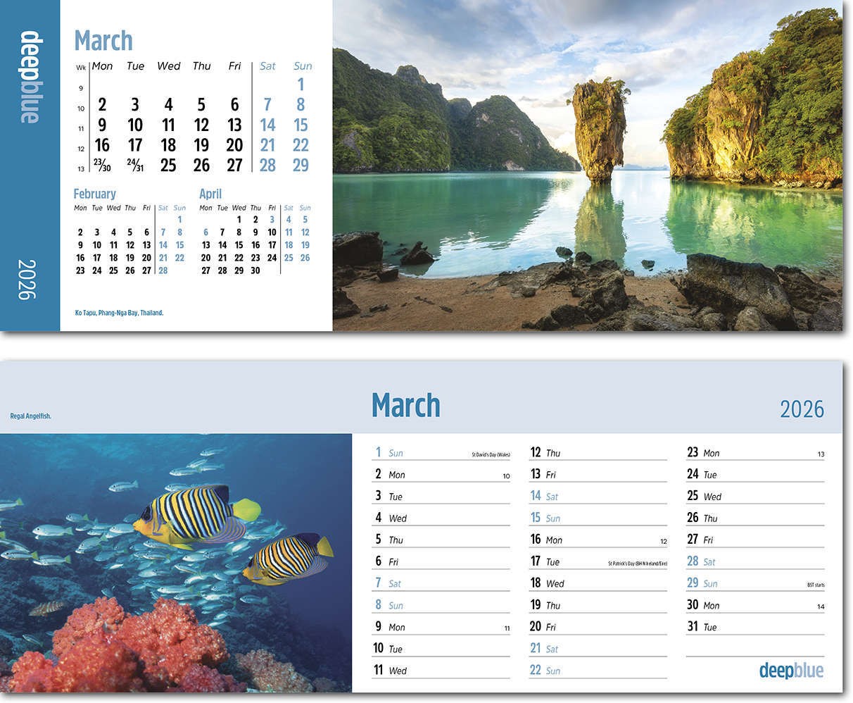 Deep Blue Desk Calendar