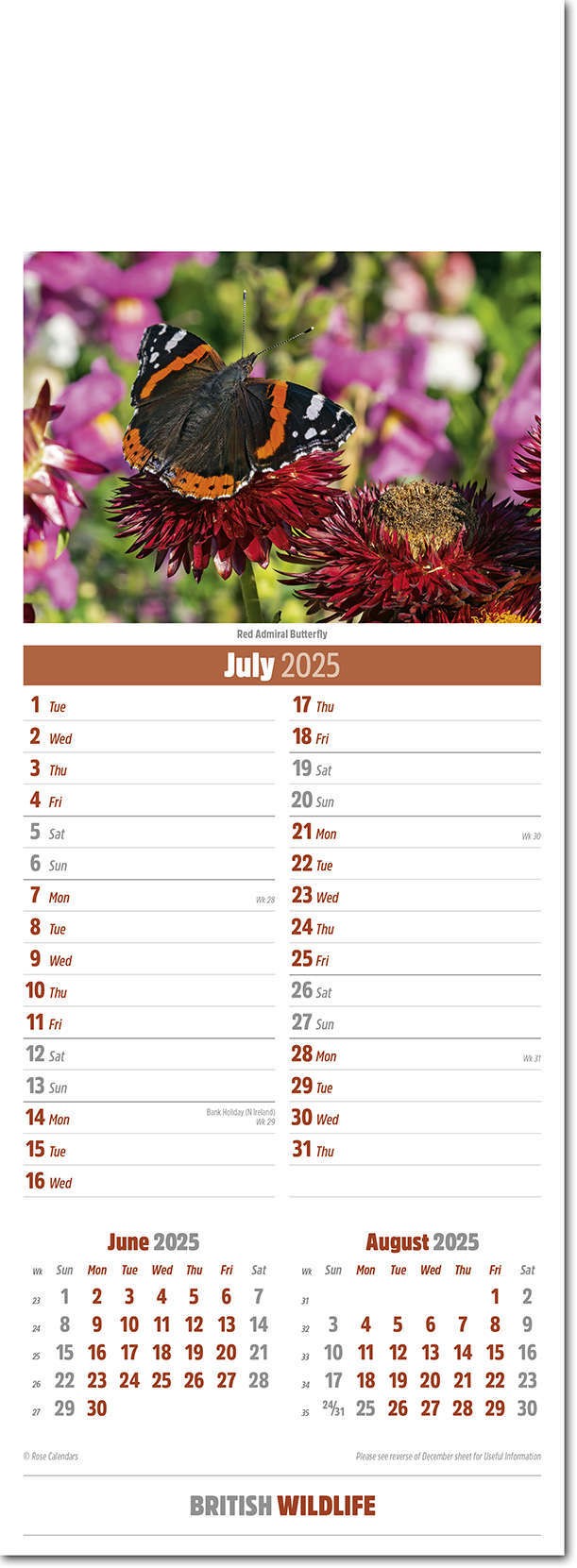Slimline British Wildlife Calendar